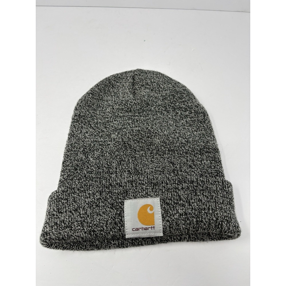 Carhartt Unisex Gray Acrylic Knit Beanie Hat One Size Winter Logo USA A18 019